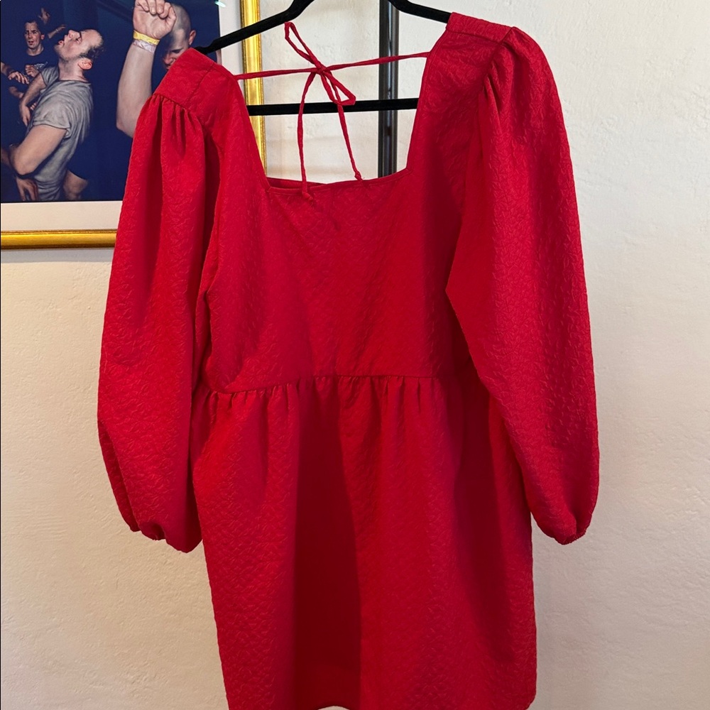 Red Square Neck Dress - Picture 4 of 5